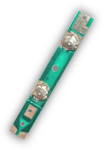 A green rectangular object with a black hole